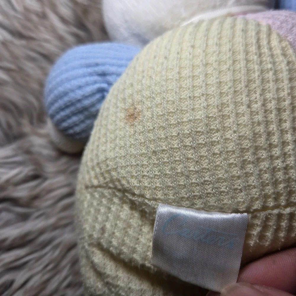 Vintage Carters Prestige Eden Waffle Knit Pastel Bunny Rabbit Rattle Plush Lovie